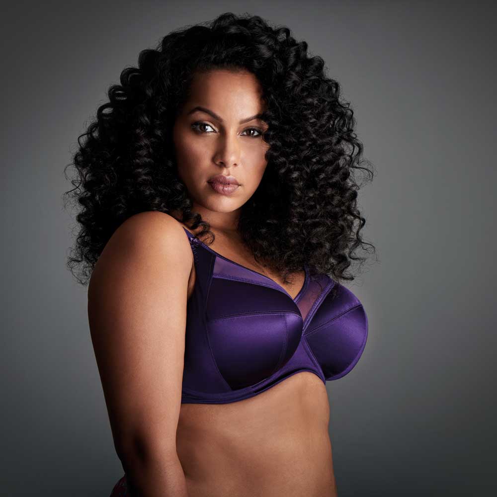 A full-figured woman in a well-fitting, supportive bra.